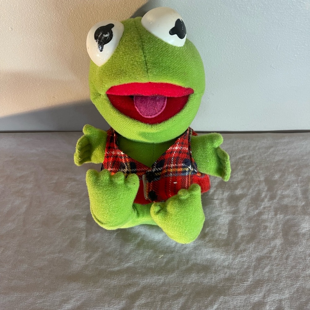 Baby Kermit The Frog Plush Stuffed Animal 1987 Vintage Henson Muppets Toy Rare - Picture 2 of 10